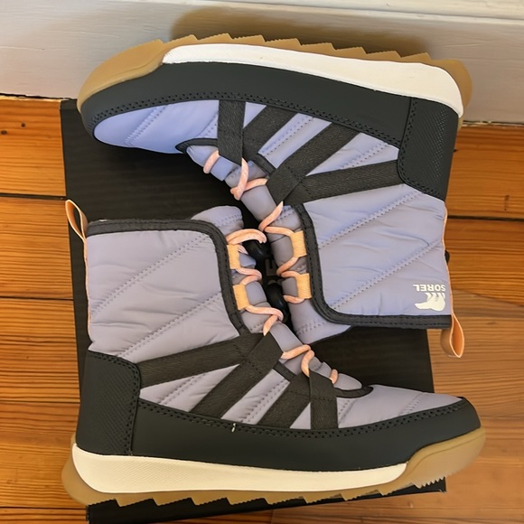 NEW Sorel Sizes 1-7 Kids' Whitney II Short Lace Winter Boots - Black/ Lavender - Picture 11 of 14